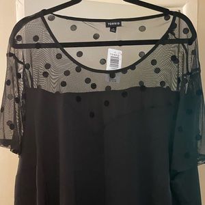 torrid polka dot illusion sweetheart blouse 26/28